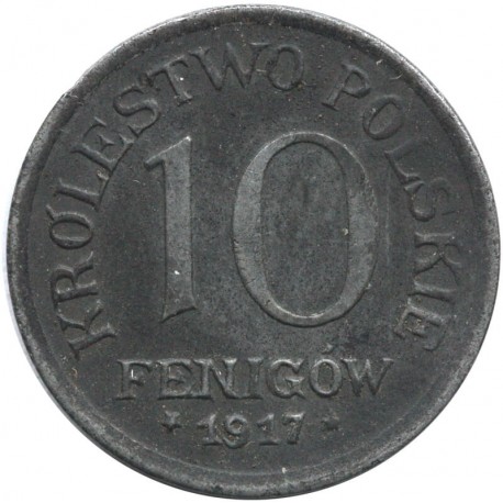 10 Fenigów 1917 FF Królestwo Polskie stan 2-