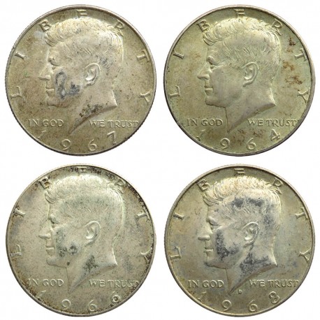 USA 4 x 1/2 dolaraKennedy 1964-1968 srebro