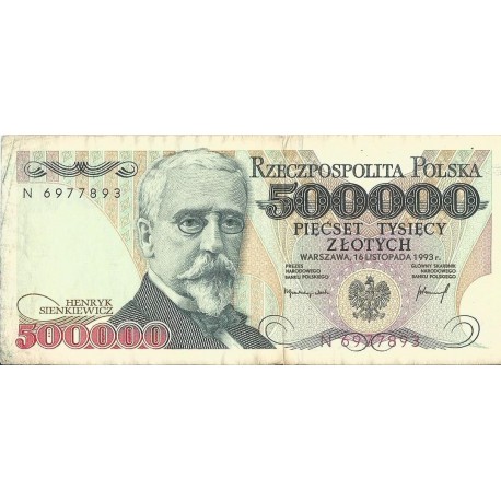 500000zł Henryk Sienkiewicz 1993, seria N, stan 3