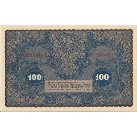 100 marek 1919 stan 1-, IE Serja Z nr 936862
