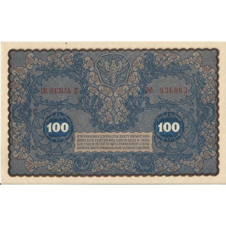 100 marek 1919 stan 1-, IE Serja Z nr 936863