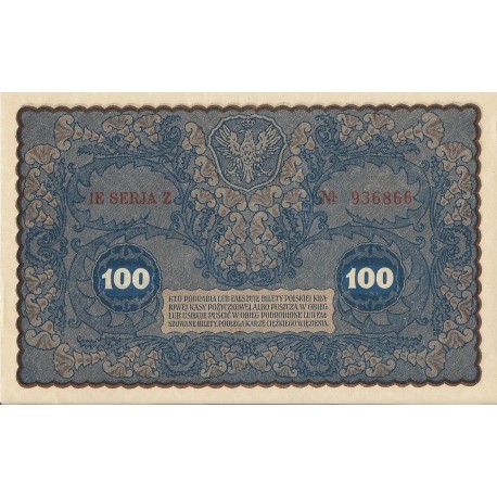 100 marek 1919 stan 1-, IE Serja Z nr 936866