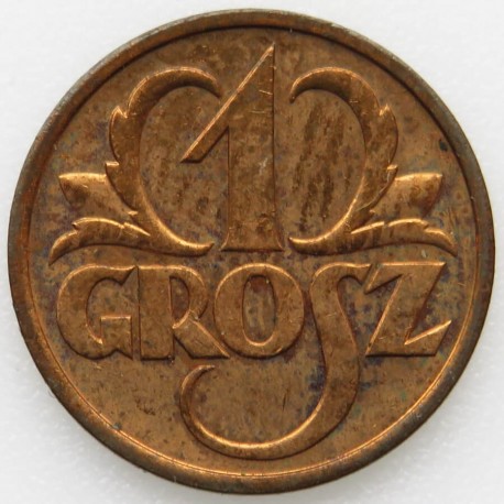 1 grosz, 1937, stan 2+, menniczy połysk
