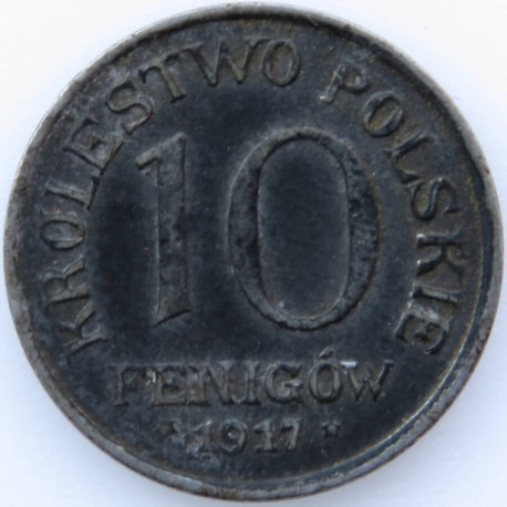 10 Fenigów 1917 FF Królestwo Polskie stan 2-