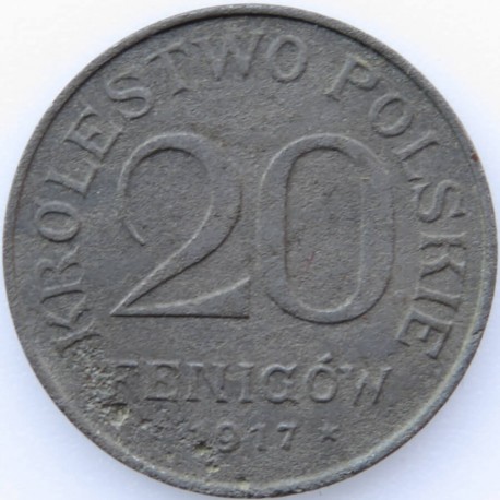20 Fenigów 1917 FF Królestwo Polskie stan 2