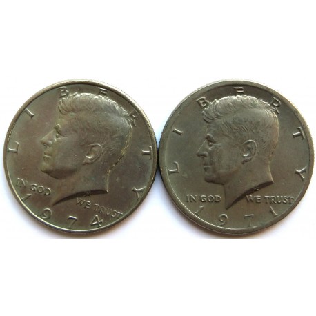 USA 2 x 1/2 half dollar Kennedy 1971, 1974