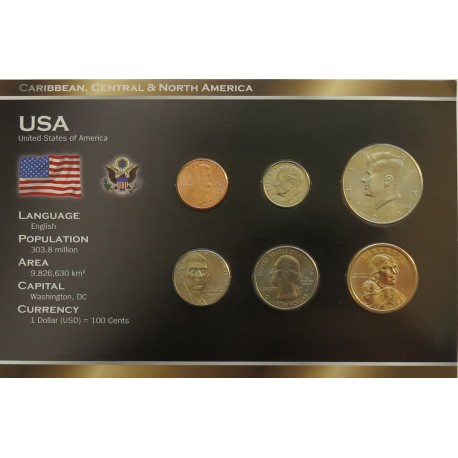 Zestaw monet obiegowych USA - od 1 centa do 1 Dollara