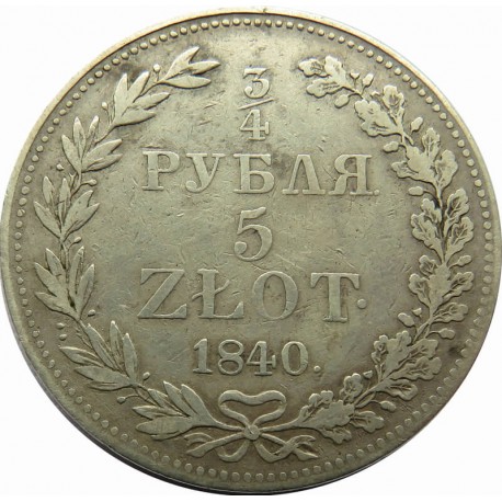 3/4 rubla 5 złotych 1840, Petersburg