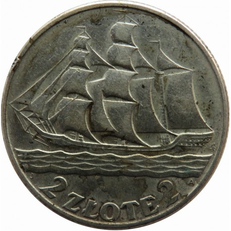 Zestaw 2 monet - 2 zł Żaglowiec 1936, stan 2