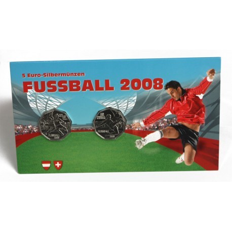 2008 2x 5 EURO Austria FUSSBALL - blister