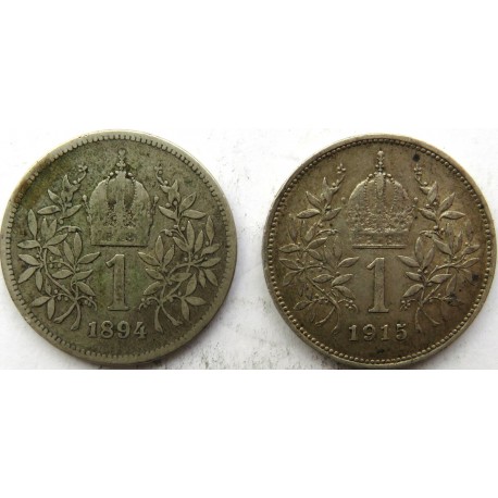 2 x 1 korona, roczniki 1894,1915, Austro-Węgry