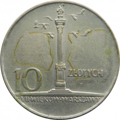 10 złotych Mała kolumna, 1966, stan 1-