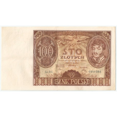 Banknot 100 zł 1934 rok, seria BK, stan 3-