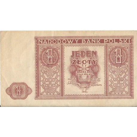 Banknot 1 złoty 1946 rok - Polska - II RP, stan 2