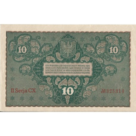 10 marek polskich , rok 1919, stan 3, II Serja BK 863722