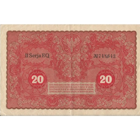 20 marek polskich (PKKP) 1919, stan 3, II serja EQ 748643