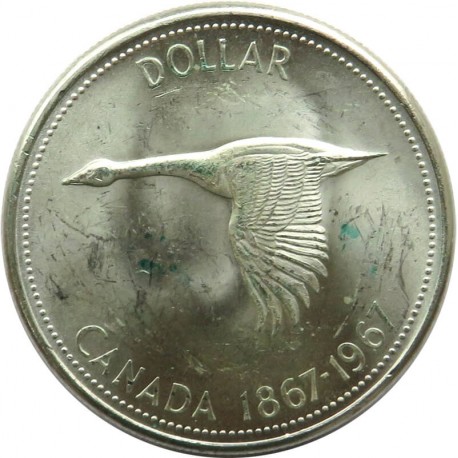 CANADA 1 DOLLAR 1967 GĘŚ, stan 1-