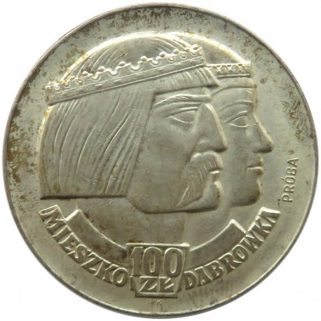 PRL 100 zł 1966, Mieszko i Dąbrówka, PRÓBA (profile)