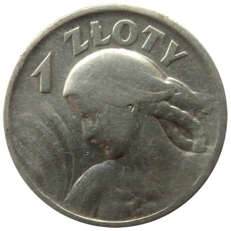 1 złoty 1925, żniwiarka kropka po dacie, stan 3