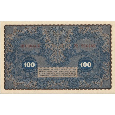 100 marek 1919 stan 1-, IE Serja Z nr 936864