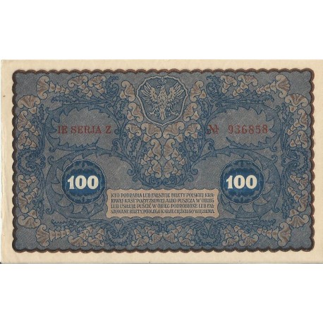 100 marek 1919 stan 1-, IE Serja Z nr 936869