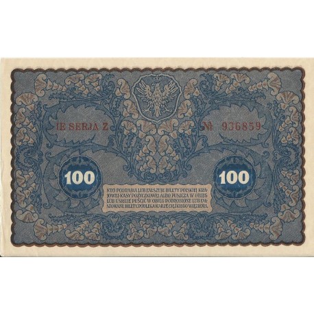 100 marek 1919 stan 1-, IE Serja Z nr 936859