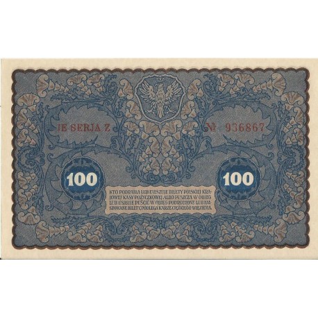 100 marek 1919 stan 1-, IE Serja Z nr 936870
