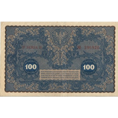 100 marek 1919 stan 2, IF Serja H 296920