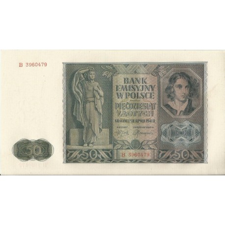 Banknot 50 złotych 1941 stan 2+, B 3960484