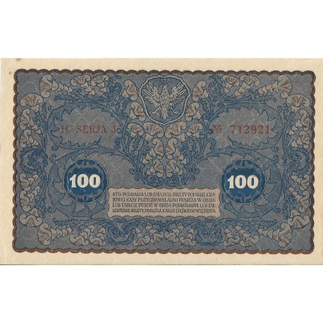 100 marek 1919 stan 2+, IC Seria J nr 712921