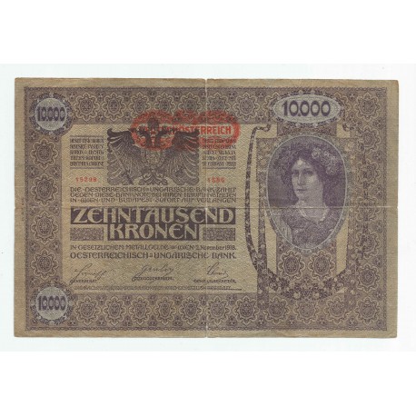 10000 koron Austria 1918, seria 15298 nr 1556