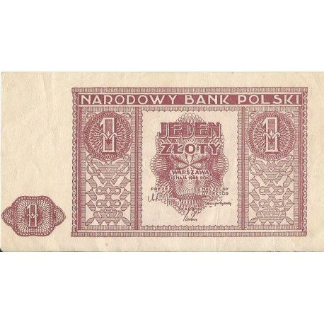 Banknot 1 złoty 1946 rok - stan 2-