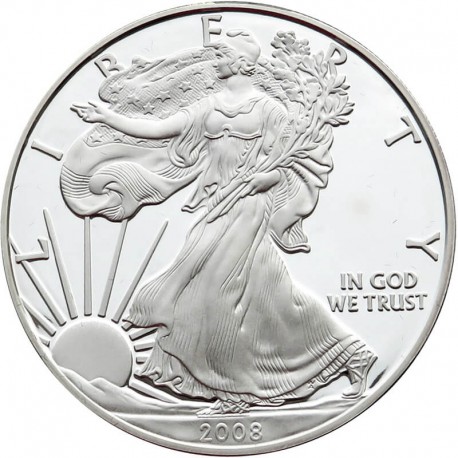 1 Dollar 1-oz Silver Eagle, 2008 W + Certyfikat