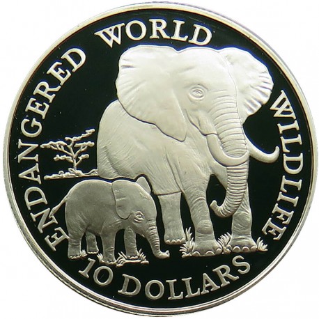 Wyspy Cooka, 10 dolarów 1990, słonie