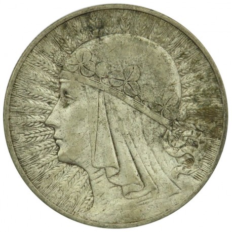 10 złotych, głowa kobiety Polonia, 1932 bez znaku, stan 3