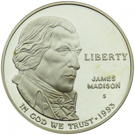 USA 1 dolar, 1993, znak S, James Madison, stan 2+
