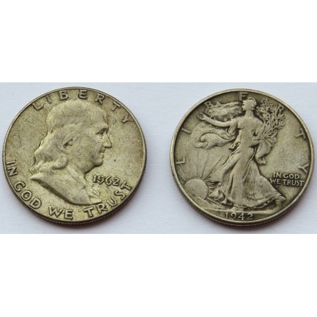 USA 2 x 1/2 dolara, Franklin 1962, Idąca Wolność 1942