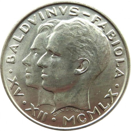 Belgia 50 franków, 1960 Ślub Króla Baldwina i Fabioli de Mora y Aragon, stan 2+