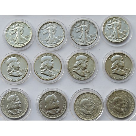 USA, 12 monet, 1 i 1/2 dolara 1893-1963