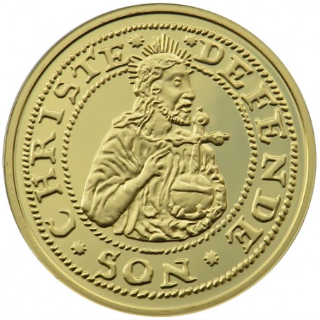 Replika Gdańsk, 1 grosz 1577, srebro złocone, stan 1