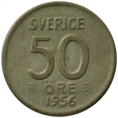 Szwecja 50 ore, Gustaw VI Adolf, 1956 Ag