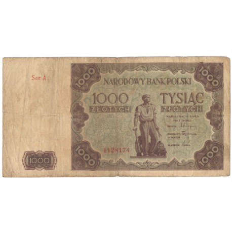1000 zł, 1946, stan 5, seria A 1128174