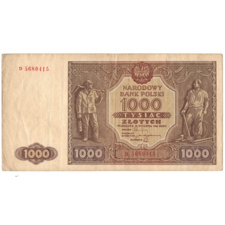 1000 zł, 1946, stan 3, seria D 5680415