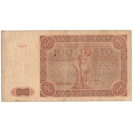 100 złotych 1947, Ser. F 1798995, stan 5