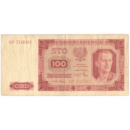 100 zł, 1948, stan 4-, seria GP 7128364
