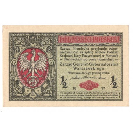 1/2 marki polskiej 1916, Generał, Seria B 6323847, stan 3