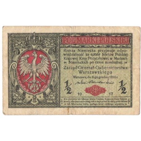 1/2 marki polskiej 1916, Generał, Seria B 4409539 stan 4