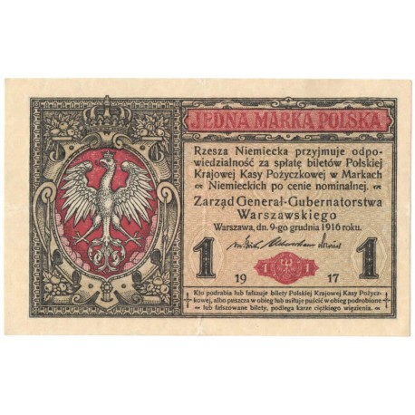 1 marka polska 1916, Generał, Seria B 8973448, stan 3+