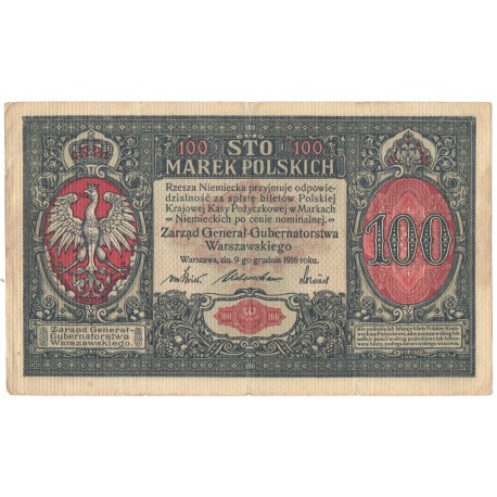 100 marek polskich 1916, Generał, Seria A 2794337, stan 4