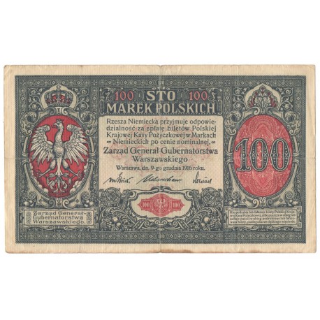 100 marek polskich 1916, Generał, Seria A 3665209, stan 4